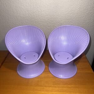 Vintage Barbie Mattel 80's Purple High Fan Back Chairs Arco Patio Furniture